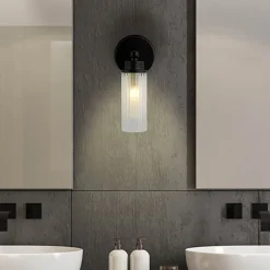 Imperial væglampe, sort, 1 lyskilde, stål, glas, IP44