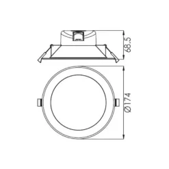 Indbygget loftlampe med LED Acrux, Ø 17 cm, sølvfarvet mat, CCT