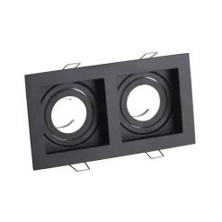 Indbygningslampe Grid Two, 2 lyskilder, sort, 18,5x10 cm, aluminium, GU10