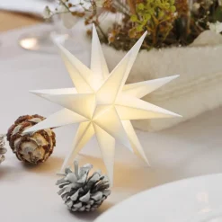 Indendørs dekostjerne 18 takker, Ø 12 cm, hvid