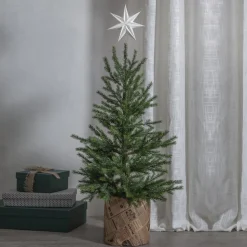 Isa papirstjerne til trætop, hvid med metalspiral