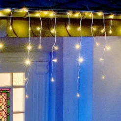 Isregn LED-lysforhæng, varmhvid, hvid, 3m