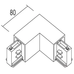 Ivela 90° hjørnejord udvendigt til LKM quadro, sort