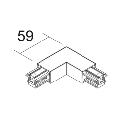 Ivela L-forbindelsesstykke SQUARE 48 V, hvid, beskyttelsesleder til venstre