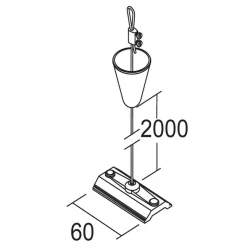 Ivela LKM rebophæng 200 cm, plade 6 cm, hvid