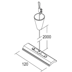 Ivela LKM rebophæng 200 cm, plade 12 cm, hvid