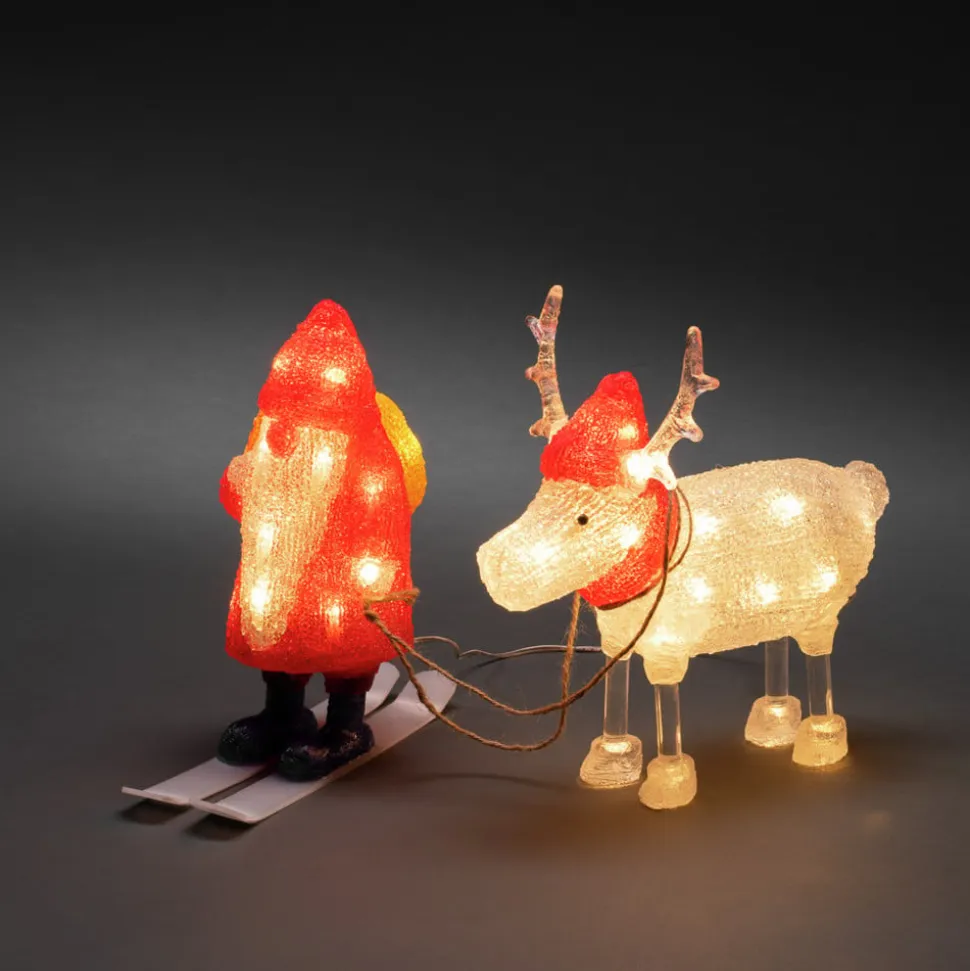Julemand og Rensdyr LED-dekorationslampe, IP44