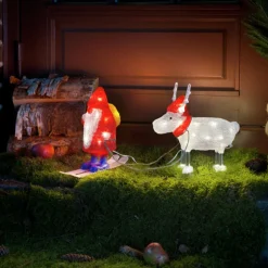 Julemand og Rensdyr LED-dekorationslampe, IP44