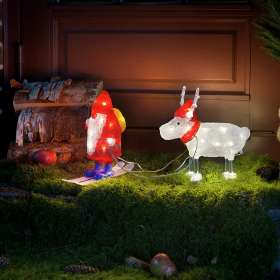 Julemand og Rensdyr LED-dekorationslampe, IP44