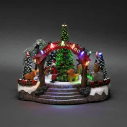 Jule-zoo borddekoration, farverige LED'er og musik