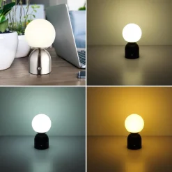 Julsy LED genopladelig bordlampe, nikkelfarvet, højde 21 cm, CCT