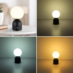 Julsy LED genopladelig bordlampe, sort, højde 21 cm, metal, CCT