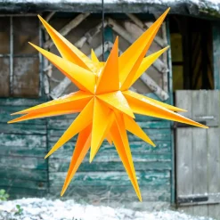 Jumbo plaststjerne, gul, Ø 1m, 18 takker, udendørs