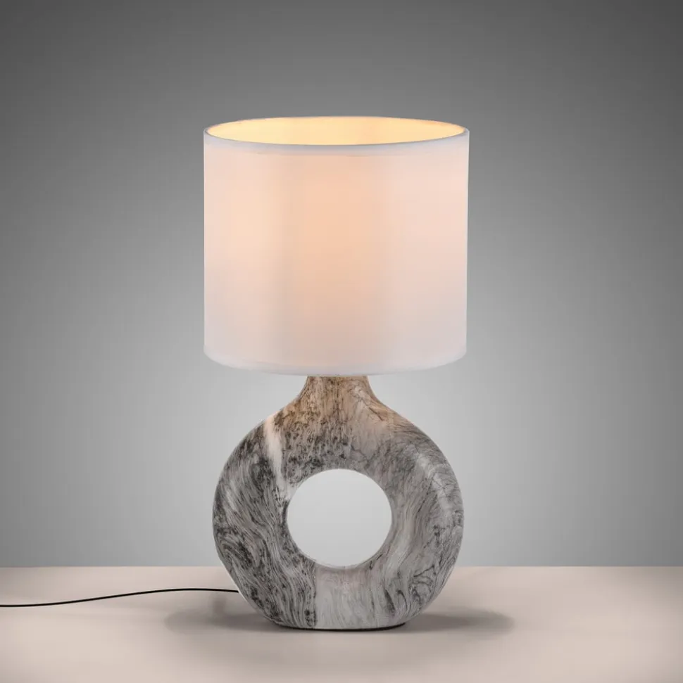 JUST LIGHT. Carara bordlampe, keramisk fod, grå