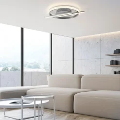 JUST LIGHT. Korsa LED-loftslampe, stålfarvet, dæmpbar