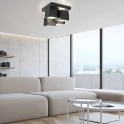 JUST LIGHT. Loftlampe Tetris, jern, 3000 K, sort