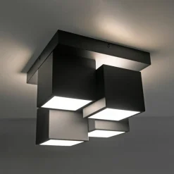 JUST LIGHT. Loftlampe Tetris, jern, 3000 K, sort