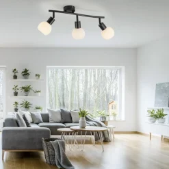 JUST LIGHT. Loki loftlampe, 3 lyskilder, lang, sort, jern