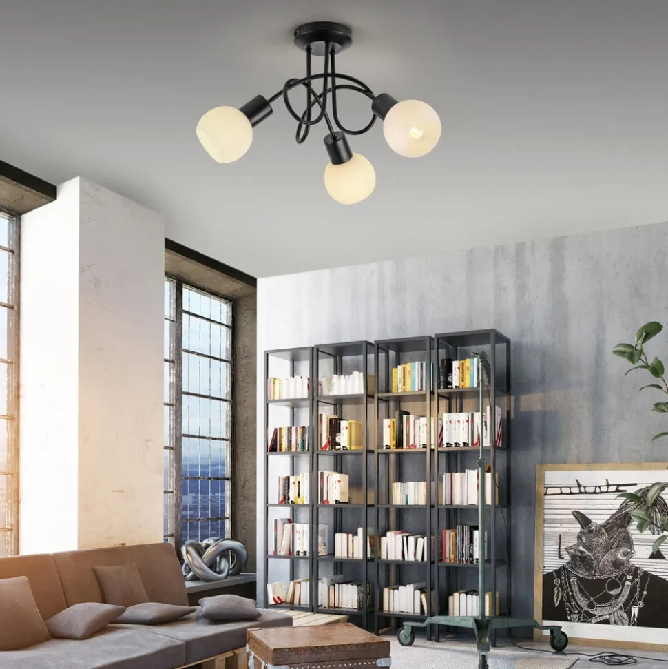 JUST LIGHT. Loki loftlampe, 3 lyskilder, rund, sort, jern