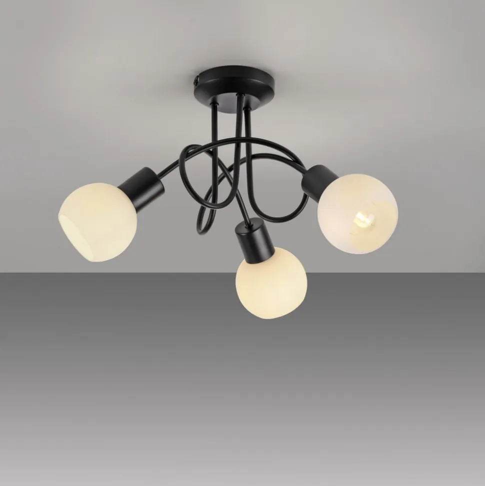 JUST LIGHT. Loki loftlampe, 3 lyskilder, rund, sort, jern