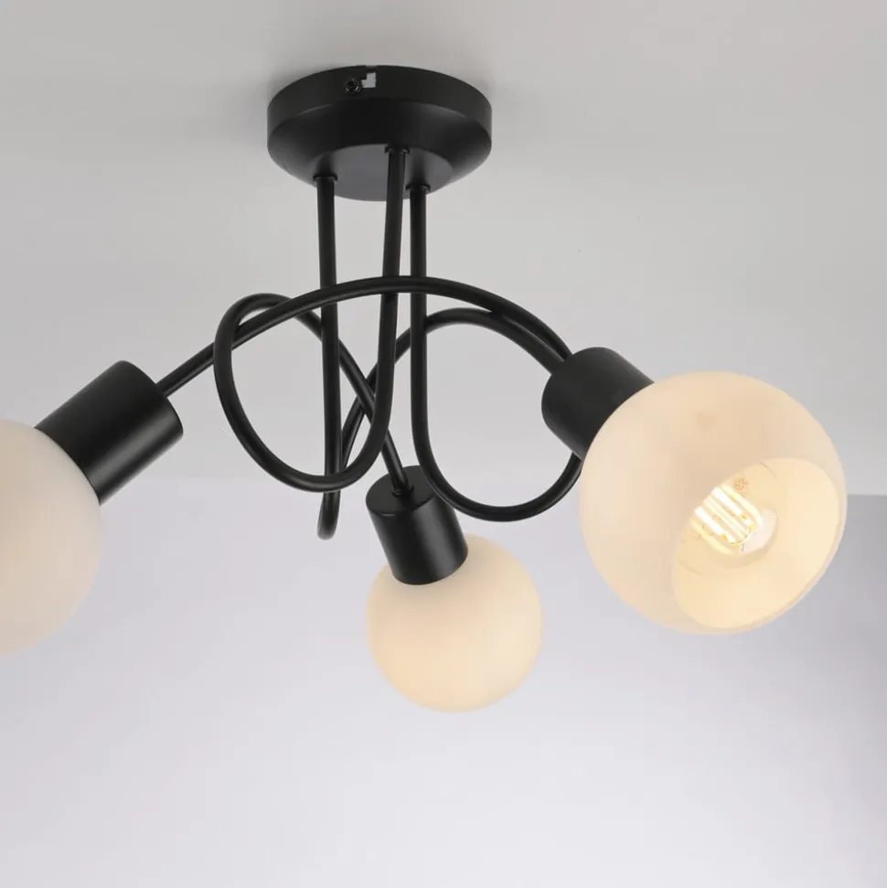JUST LIGHT. Loki loftlampe, 3 lyskilder, rund, sort, jern