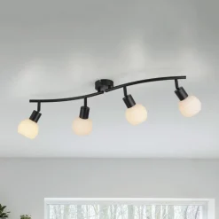 JUST LIGHT. Loki loftlampe, 4 lyskilder, sort, jern, glas