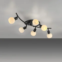 JUST LIGHT. Loki loftlampe, 6 lyskilder, sort, jern, glas