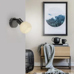 JUST LIGHT. Loki væglampe, sort, jern, glas