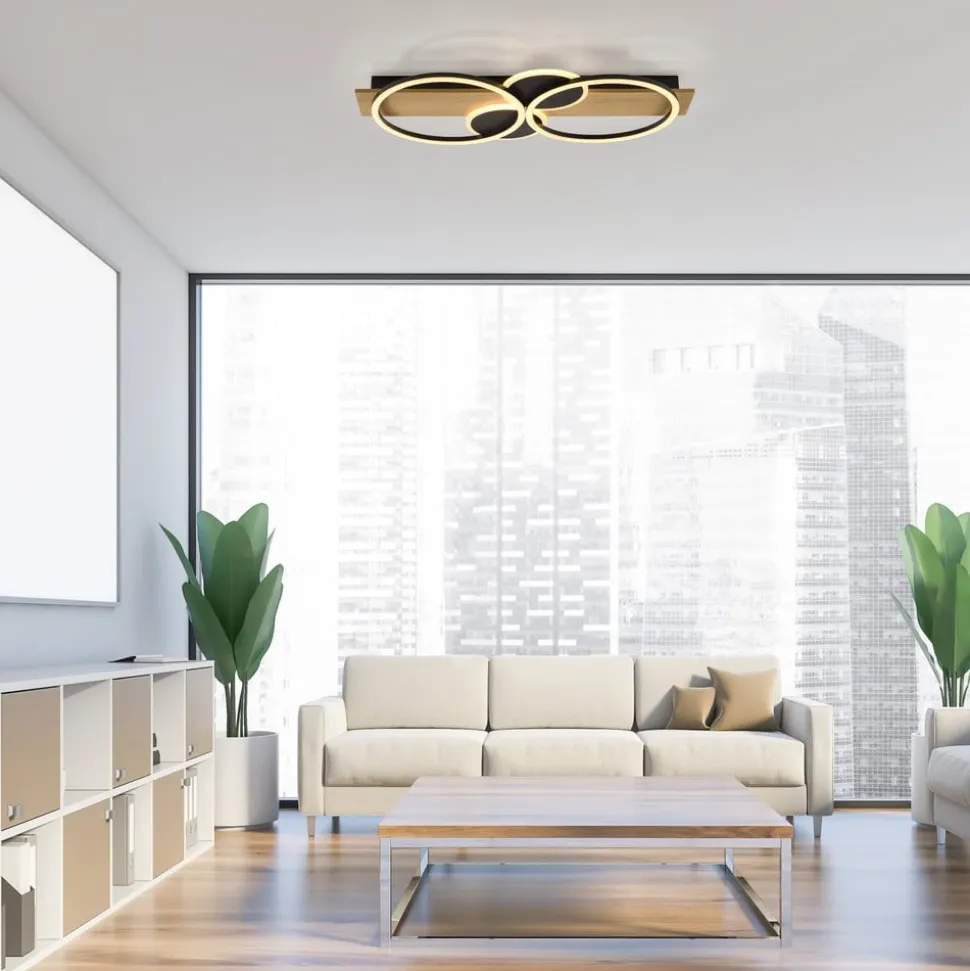 JUST LYS. Trooper loftlampe, jern, træ