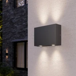 Kantet udendørs væglampe Henor med 4 LED