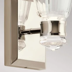 Kayva LED-væglampe, IP44, 1-lys, poleret nikkel