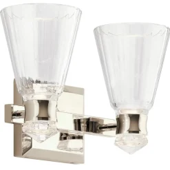 Kayva LED-væglampe, IP44, 2-lys, poleret nikkel