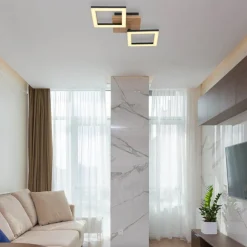 Kerry LED-loftlampe, længde 46 cm, sort/mørkebrun