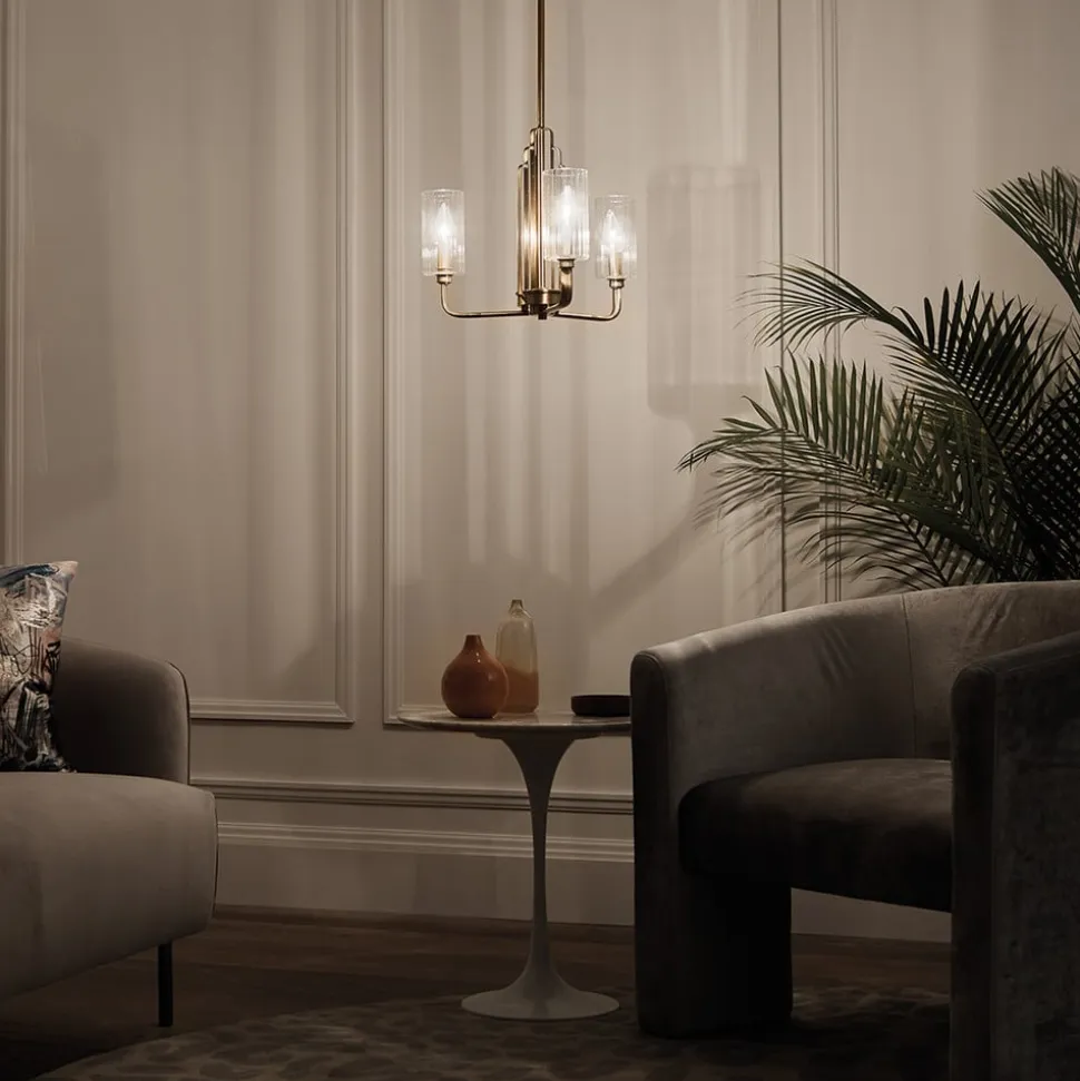 Kimrose hængelampe, 3 lyskilder, messing