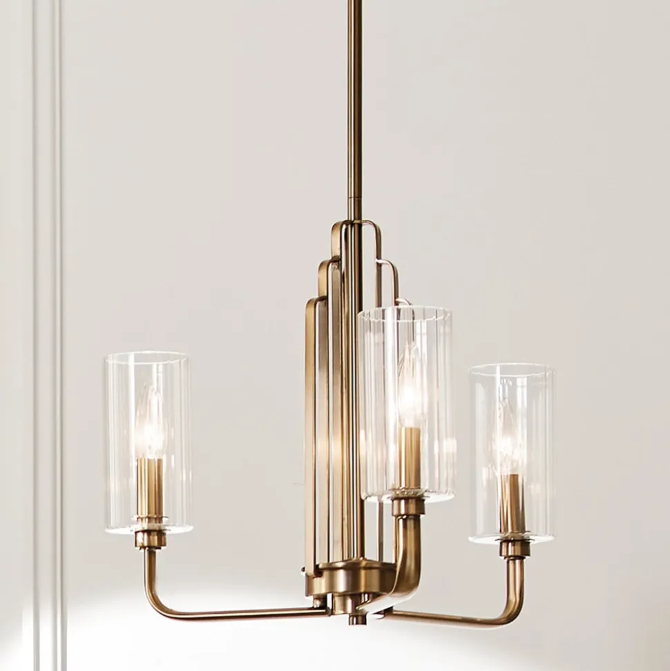 Kimrose hængelampe, 3 lyskilder, messing