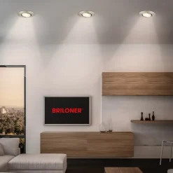 Klira indbygningslampe, nikkel, drejelig, dæmpbar, 3 stk