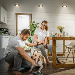 Klira indbygningslampe, sort, Ø 9cm, IP44, dæmpbar, 3 stk