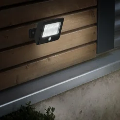 Kollig udendørs LED-spot med sensor, IP54, sort