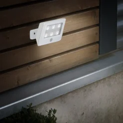 Kollig udendørs LED-spot med sensor, IP54, hvid