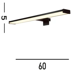 Kos LED-spejllampe, bredde 60 cm, sort aluminium IP44