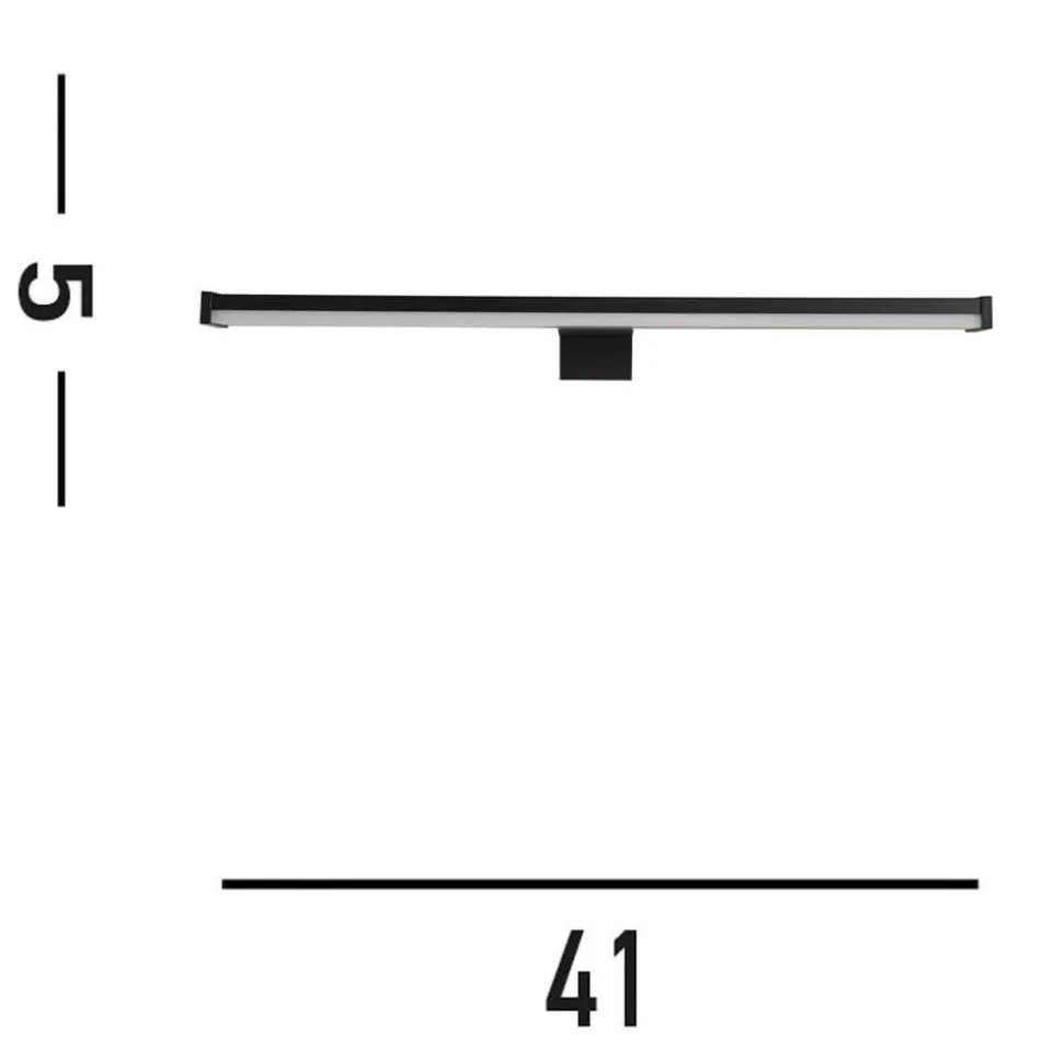 Kos LED-spejllampe, bredde 40 cm, sort aluminium IP44