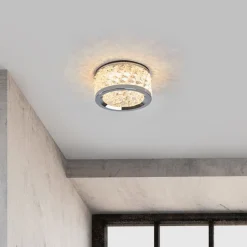 Krystalbesat indbygningslampe Iwen, krom