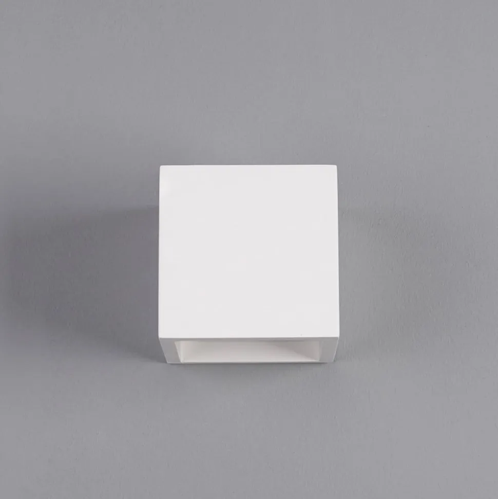 Kubusformet LED-væglampe Marita lavet af gips