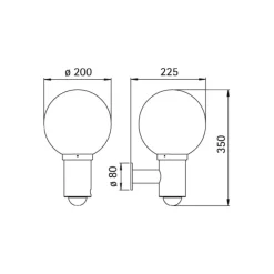 Kugleformet udendørs væglampe 157 med sensor