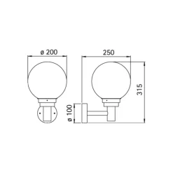 Kugleformet udendørs væglampe 156