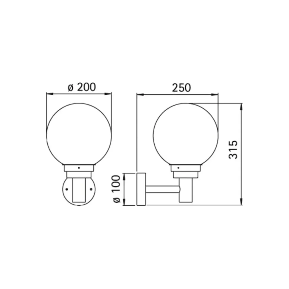 Kugleformet udendørs væglampe 156