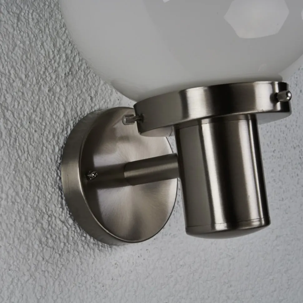 Kugleformet udendørs væglampe Samuel, stål