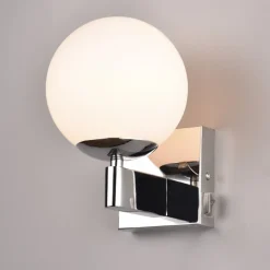 Kula væglampe til badet, glasskærm IP44 krom