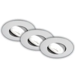 Kulana A indbygningslampe, mat krom, 4000K, sæt med 3 stk