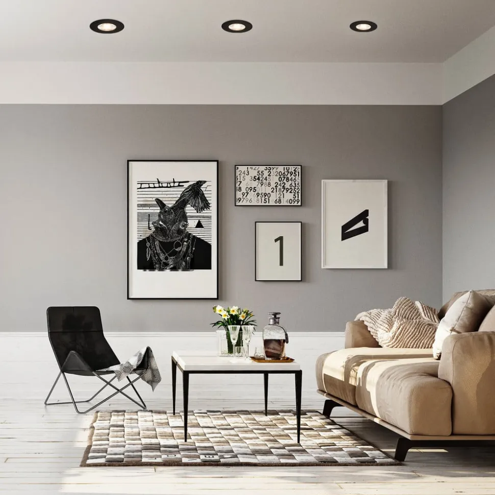 Kulana Mini indbygget spotlight LED IP44 3 st sort